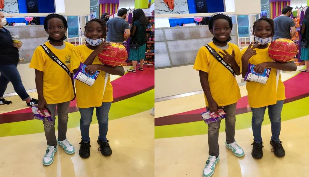 Wizkid’s Son Tife and Mercy Johnson’s Daughter Purity meet in Dubai and pose in cute photos wearing similar outfits