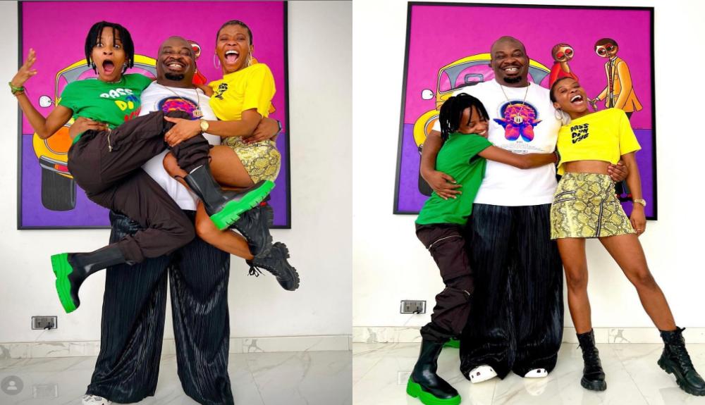 Don Jazzy stirs up reactions with new pictures of him carrying two young girls