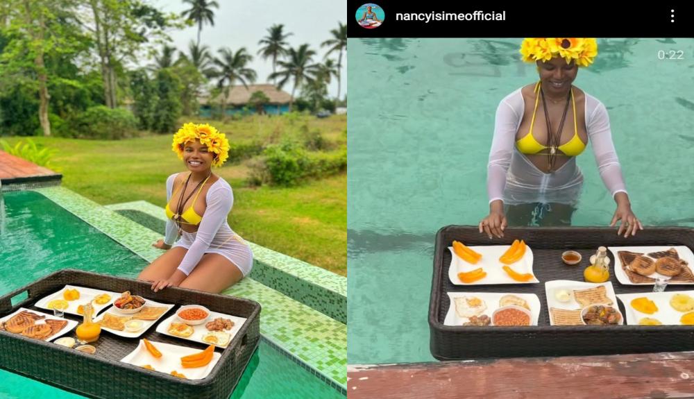 Nancy Isime shows off luxurious food for breakfast